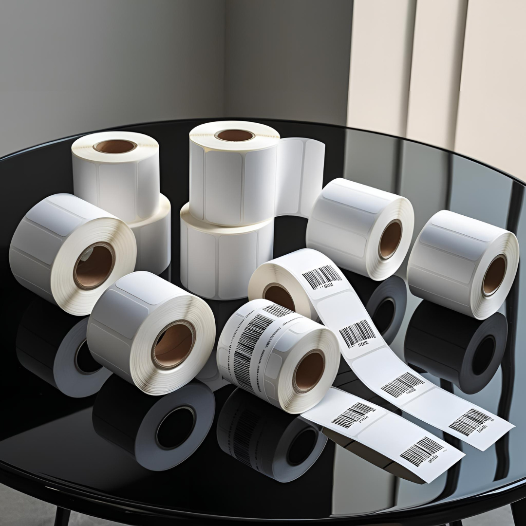 Plain barcode label rolls in multiple sizes